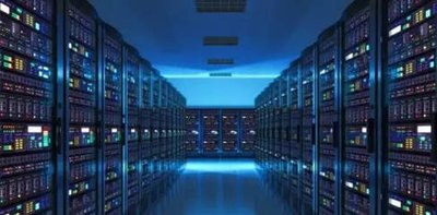 Large-scale mining farm with rows of mining rigs optimized for efficiency